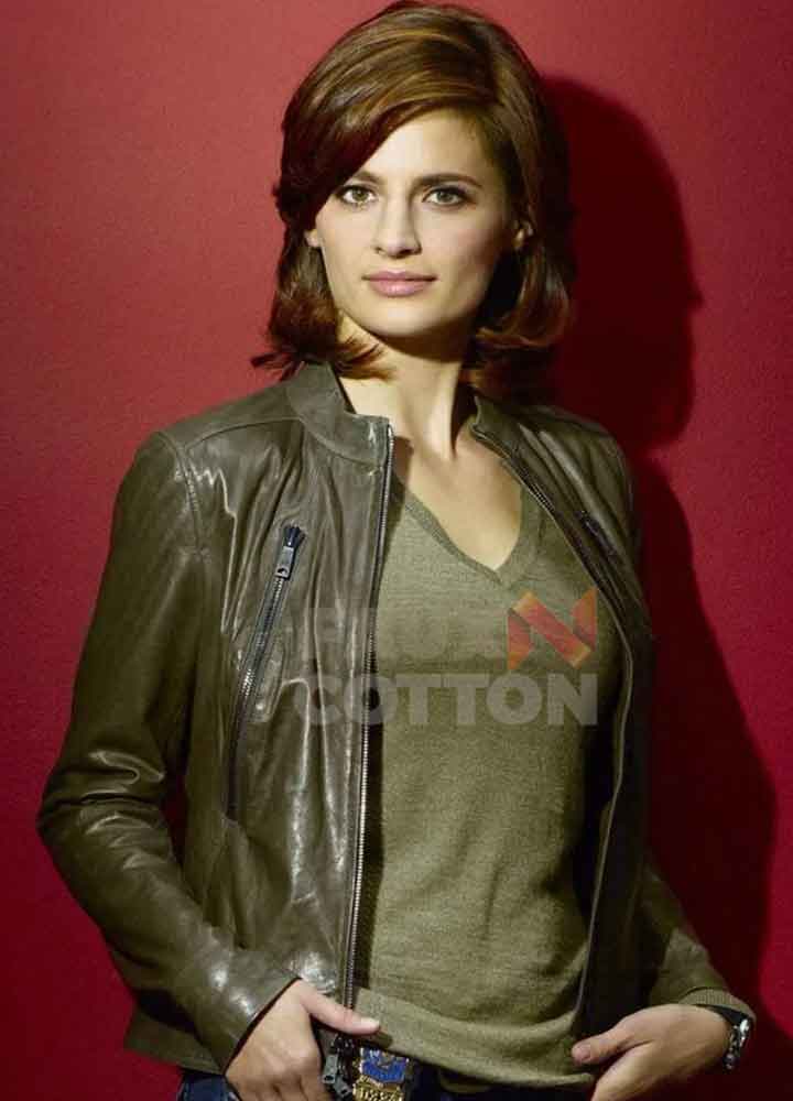 Castle Stana Katic Green Leather Jacket